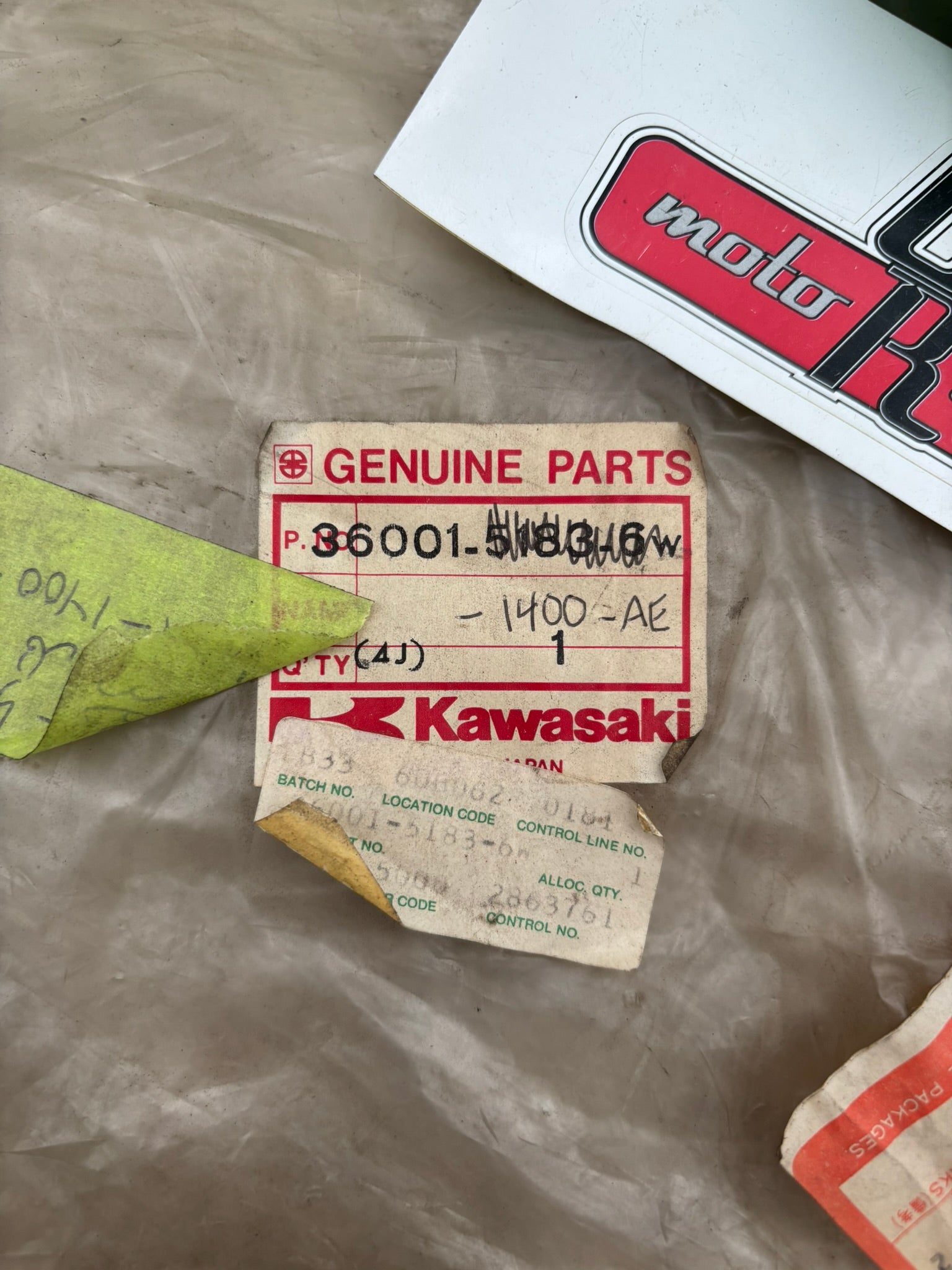KAWASAKI LEFT HAND SIDE COVER L.GREEN SUB 36001-1400-AE 36001-5183-6W K42