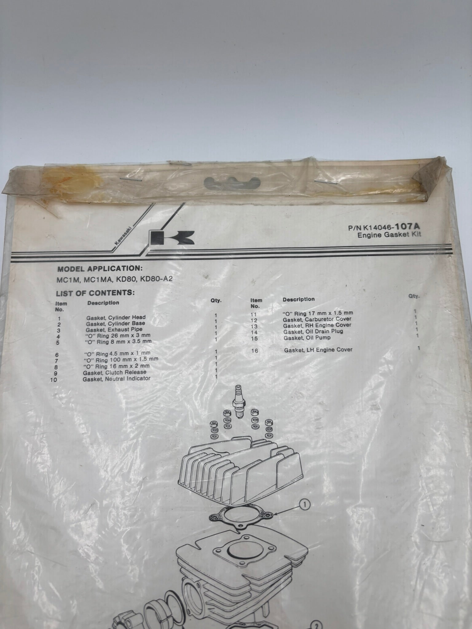KAWASAKI MC1M MC1MA KD80 KD80-A2 ENGINE GASKET KIT SET COMPLETE K14046-107A K48