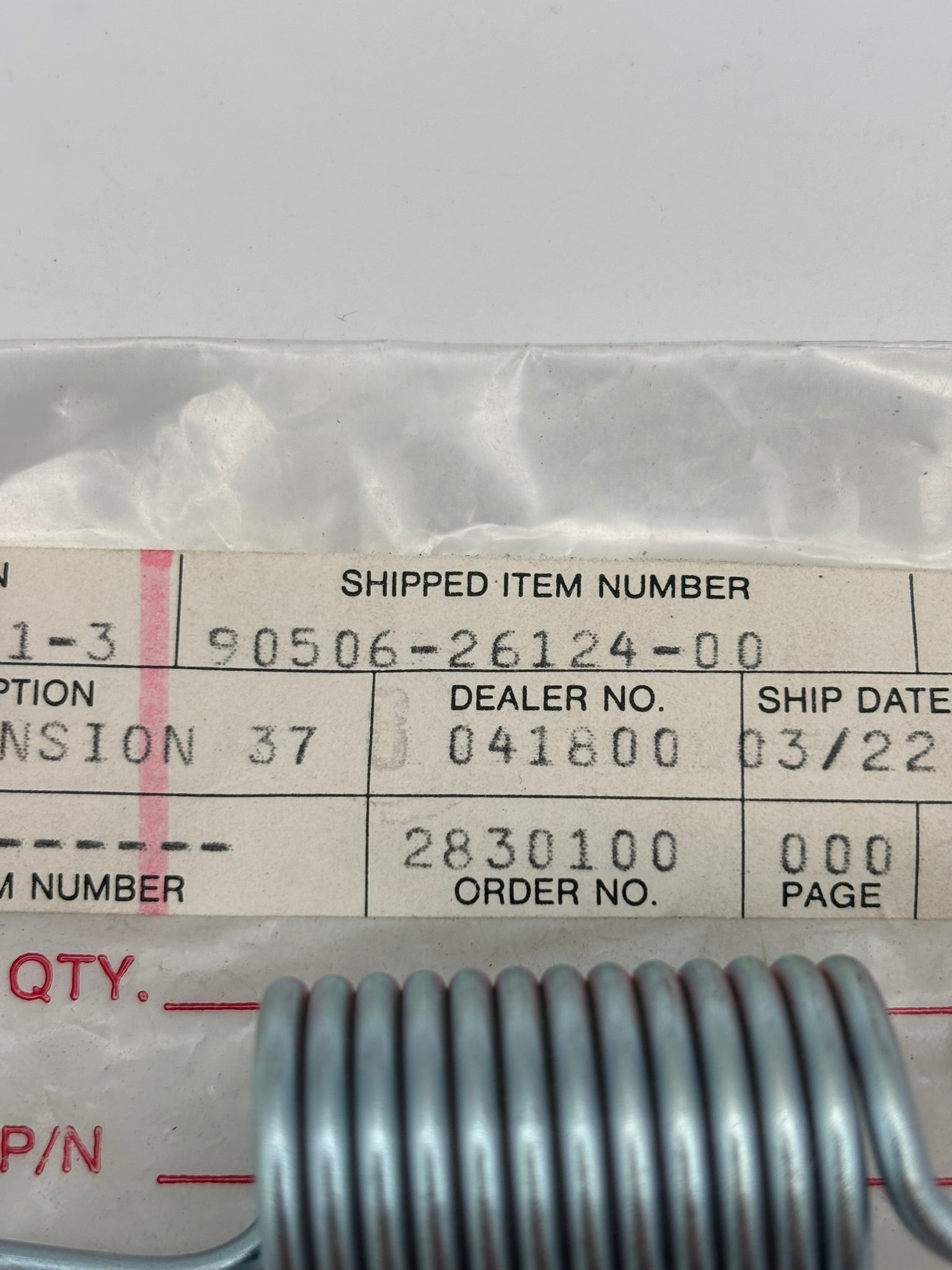 YAMAHA TENSION SPRING (SUB 90506-26225-00 ) 90506-26124-00 Y1