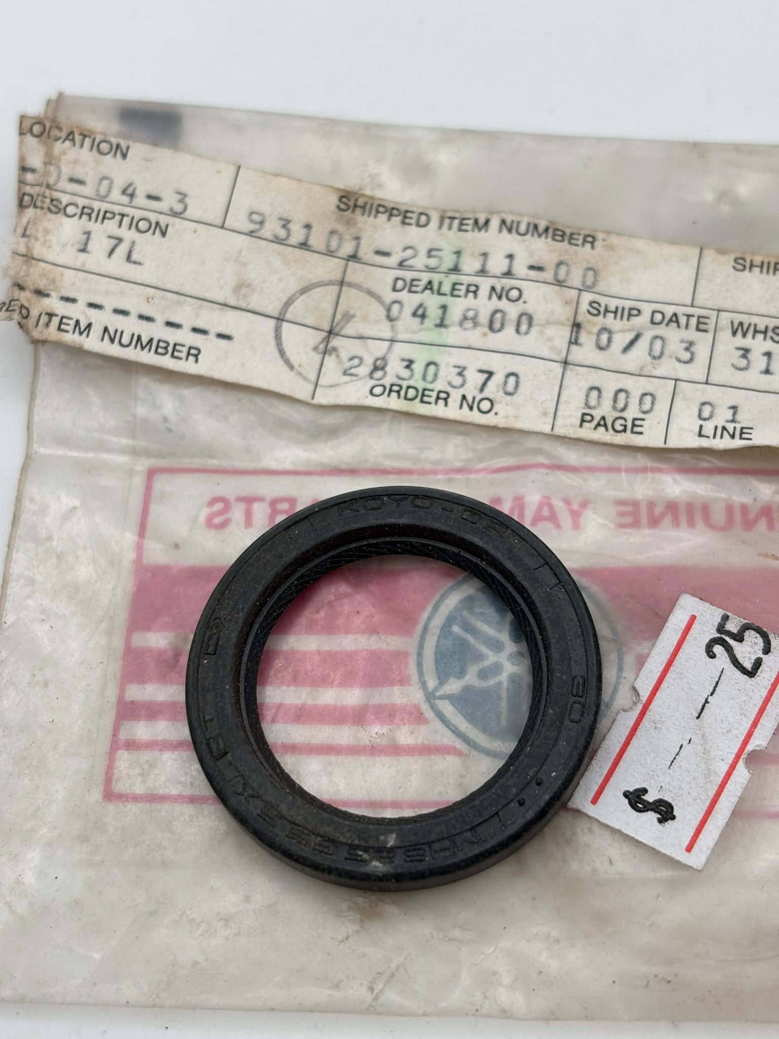 YAMAHA OIL SEAL S-TYPE 93101-25111-00 Y4