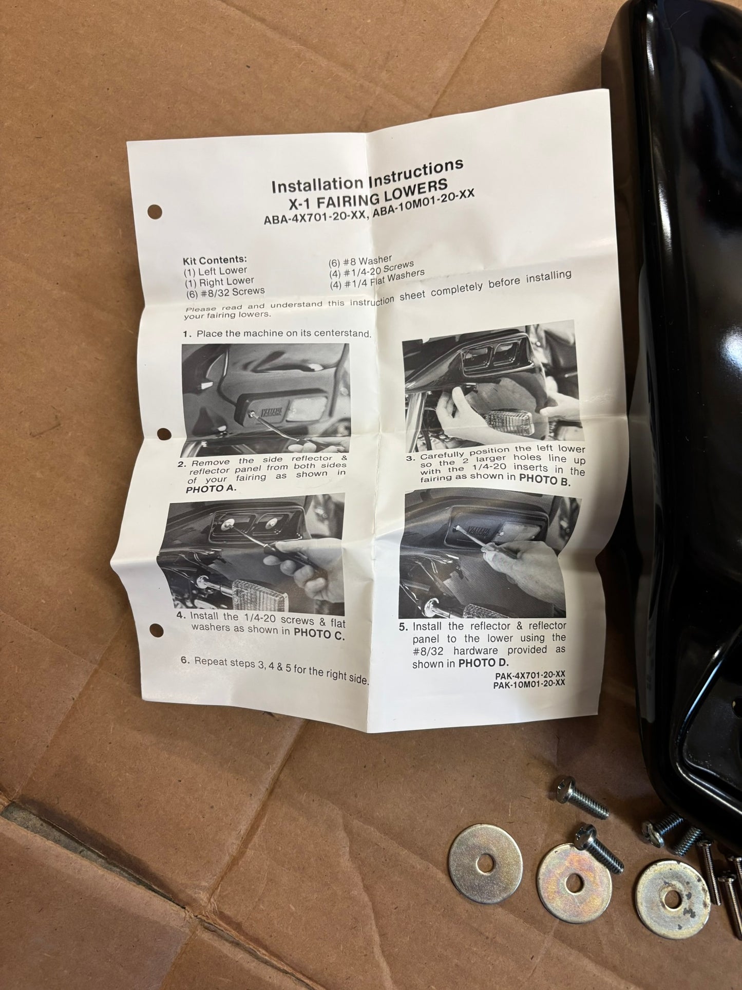 YAMAHA LOWER FAIRING SIDE COVER BLACK ABA-4X701-20-24 YBOX