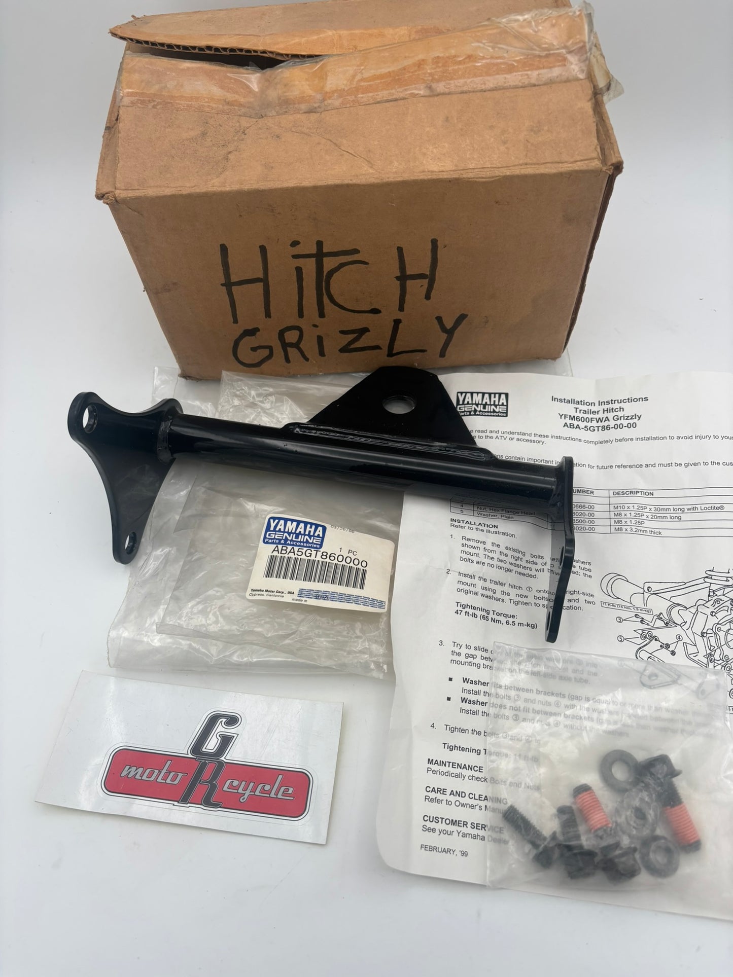 YAMAHA 1998 - 2001 YFM600 GRIZZLY TRAILER HITCH KIT ABA-5GT86-00-00 Y277