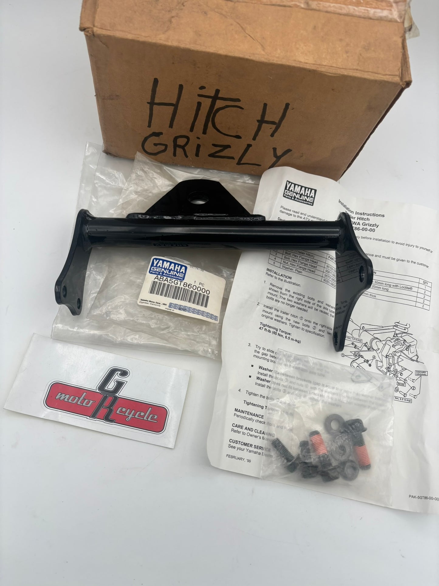 YAMAHA 1998 - 2001 YFM600 GRIZZLY TRAILER HITCH KIT ABA-5GT86-00-00 Y277