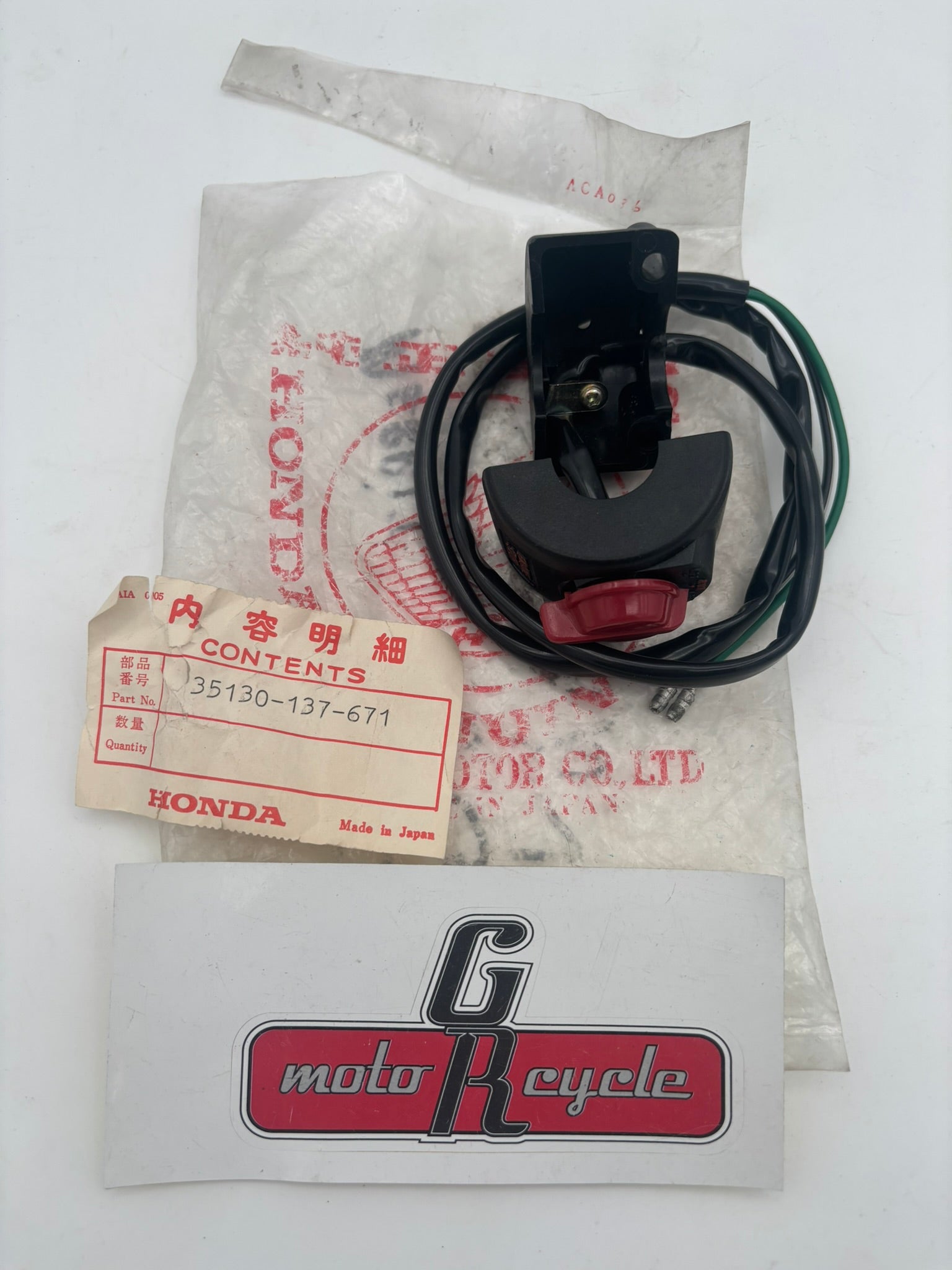 HONDA KILL SWITCH ASSY 35130-137-671 H95