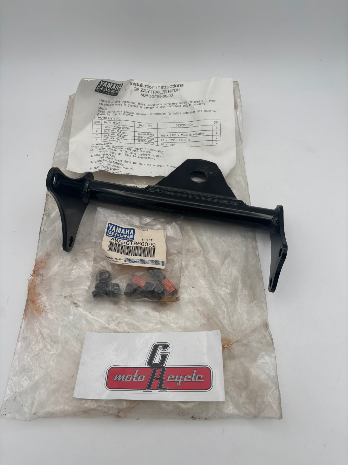YAMAHA 1998 - 2001 YFM600 GRIZZLY TRAILER HITCH KIT (RUST) ABA-5GT86-00-00-D Y281