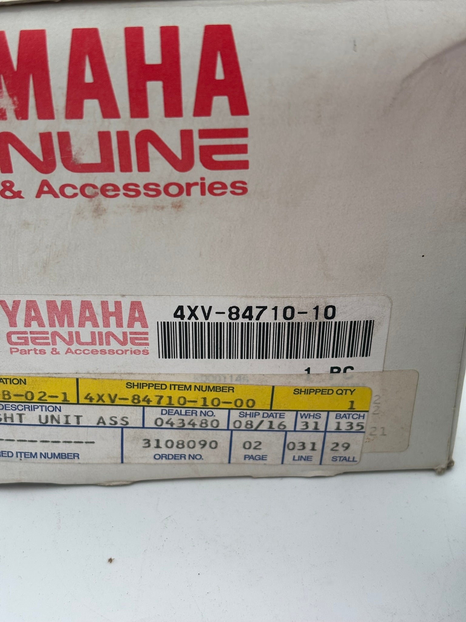 YAMAHA TAILLIGHT UNIT ASSY 4XV-84710-10-00 Y199