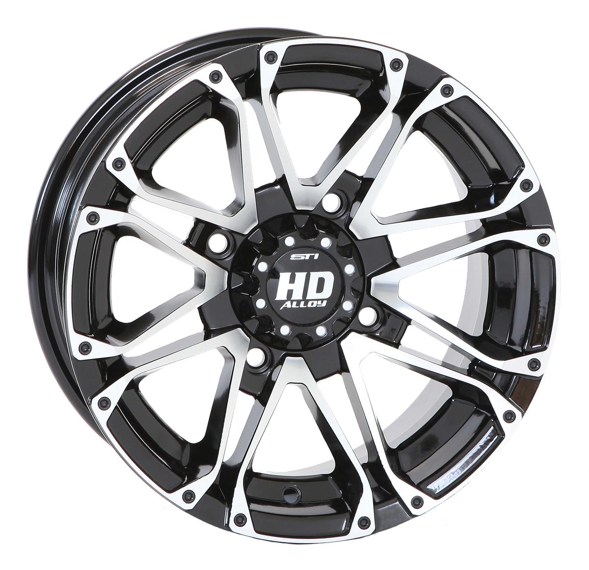 STI 14X7 4/110 5+2 HD3 GLOSS BLK/MACH WHL 14HD300
