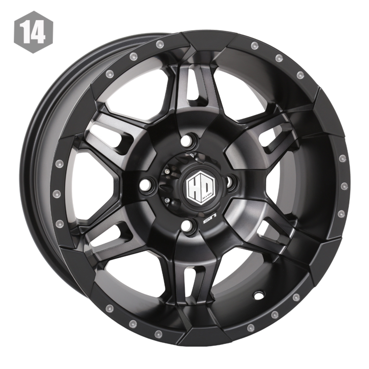 STI 14X7 4/110 5+2 HD7 MATTE BLK/SMOKE 14HD710