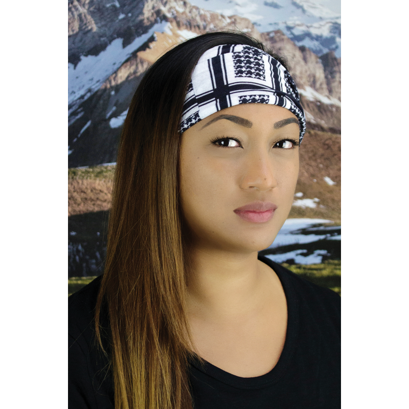 ZAN HEADGEAR MOTLEY TUBE FLEECE HOUNDSTOOTH BLK & WHT TF235BW