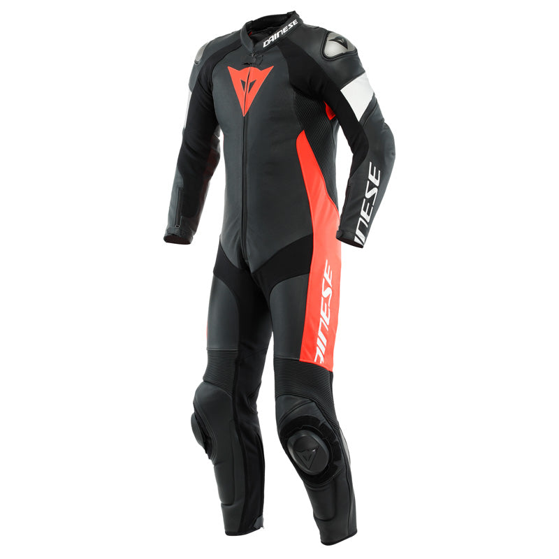 DAINESE TOSA LTHR 1PC SUIT PERF. BLACK/FLUO RED/WHITE 1513485-W12-44