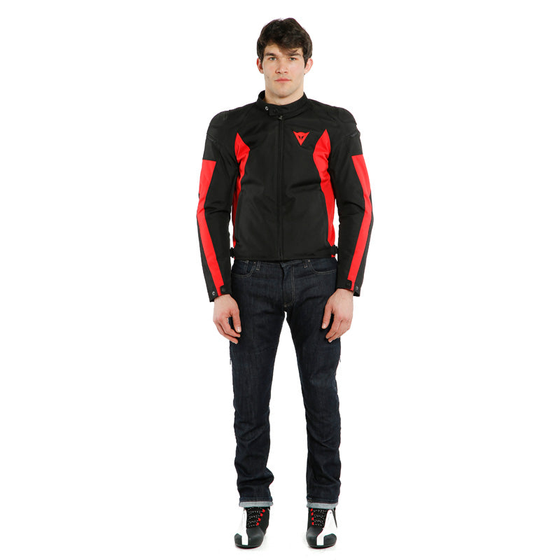 DAINESE MISTICA TEX JACKET BLACK/LAVA-RED 1735250-B78-58