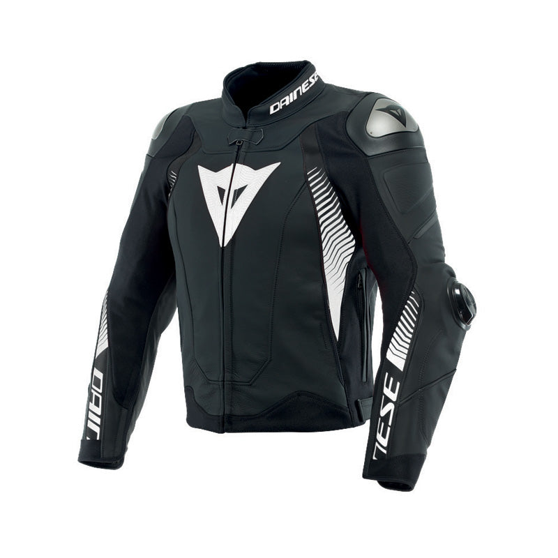 DAINESE SUPER SPEED 4 LTHR JKT MAT BLK/WHT 60 1533870-78A-60