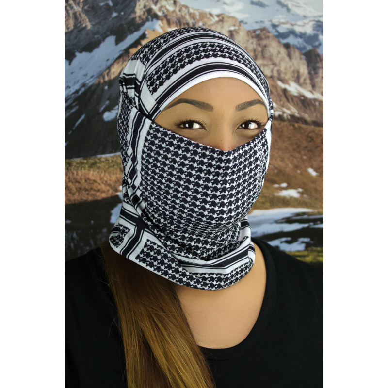 ZAN HEADGEAR MOTLEY TUBE FLEECE HOUNDSTOOTH BLK & WHT TF235BW
