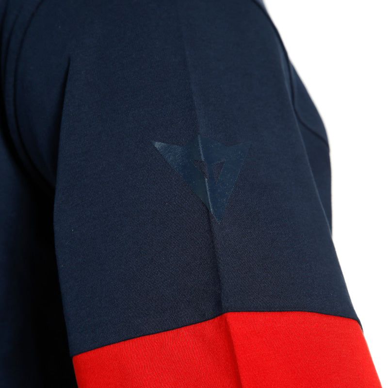 DAINESE PADDOCK T-SHIRT LS BLACK-IRIS/LAVA-RED/LAVA-RED 1896840-70F-L