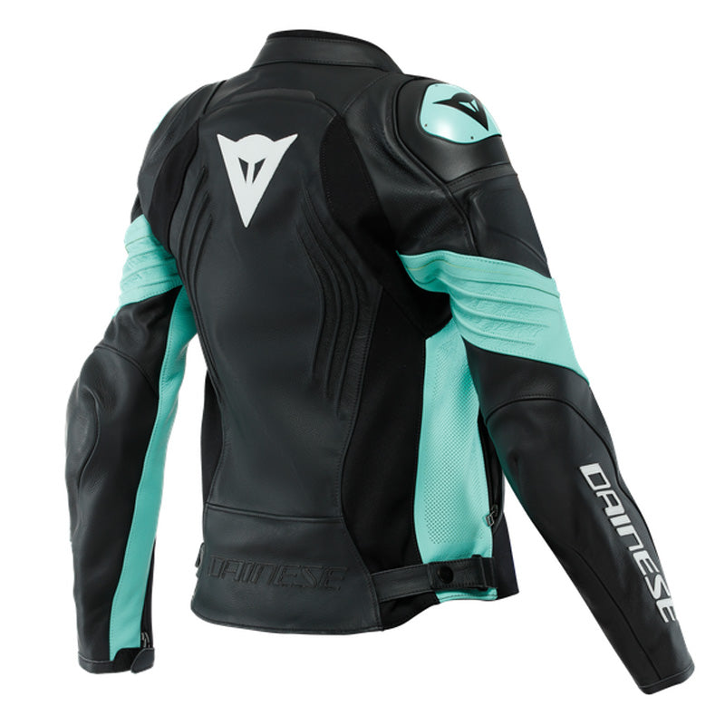 DAINESE RACING 4 LADY LTHR JACKET PERF. BLK/ACQUA-GREEN 2533849-26F-48
