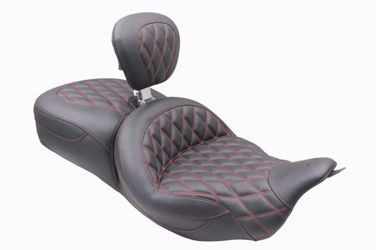 Mustang 08-25 Harley FL Touring Rd King Sp, Rd Glide Ltd, Dble Diamond ST Backrest - Black/AB