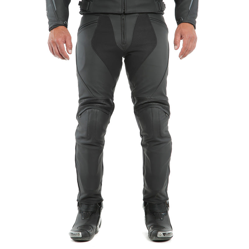 DAINESE PONY 3 TALL LEATHER PANTS BLACK-MATT 1553716-076-98