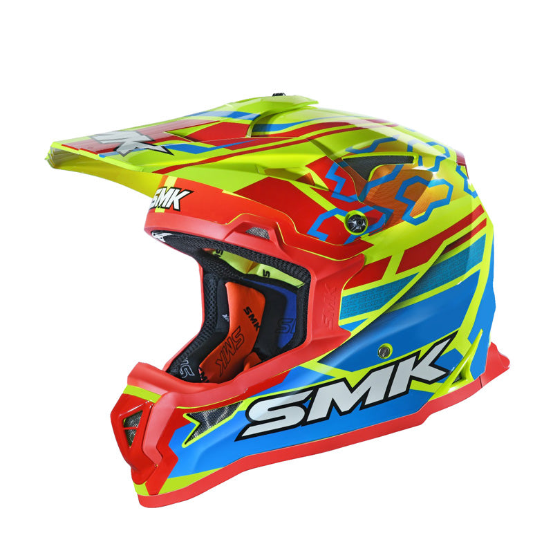 SMK HELMETS (L) ALLTERRA TRIBOU GLO YEL/BLUE/RED DOT ECE LG 1000032027